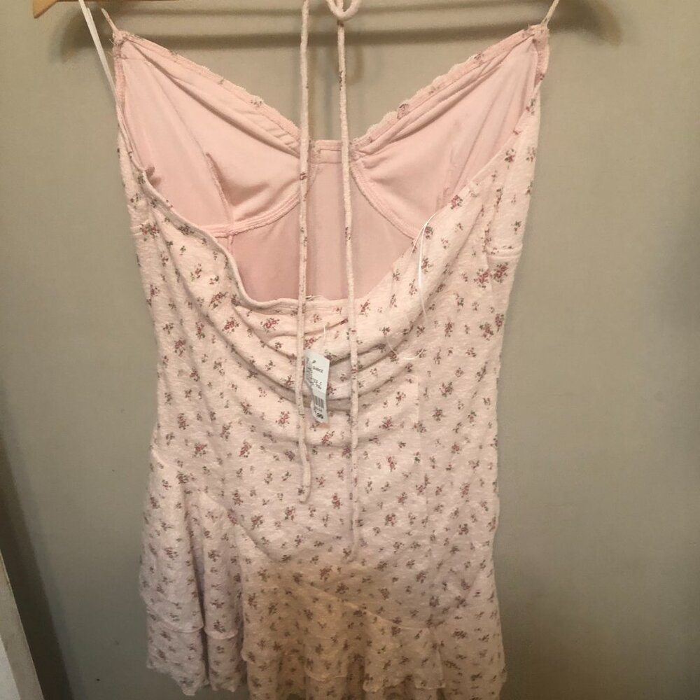 Pink Floral Mini Dress Femini Size L Bear Dance - Picture 3 of 13